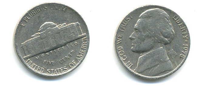 США 5 центов 1978 Джефферсон KM A192 медно-никель 86-555