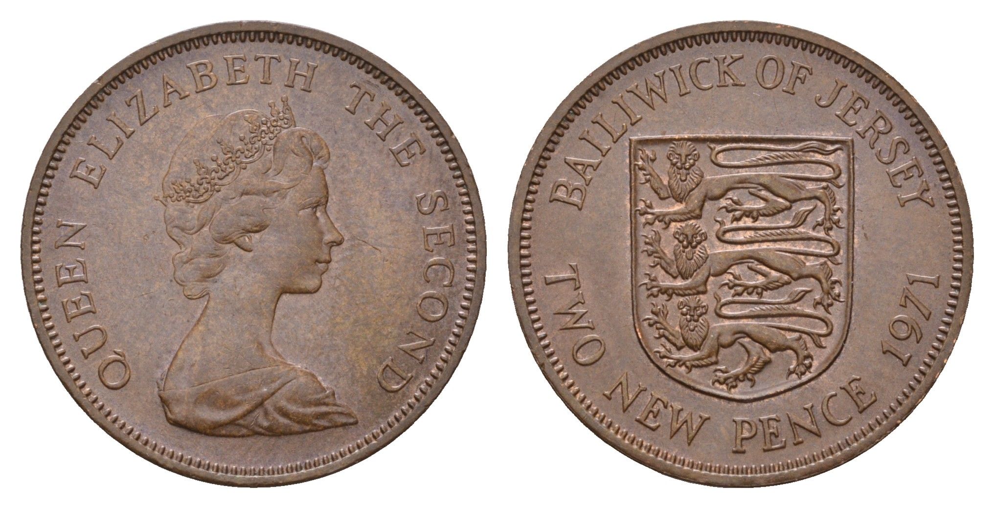 Джерси 2 пенса 1971 Елизавета II (1952-2022) KM 31 бронза 4118-135