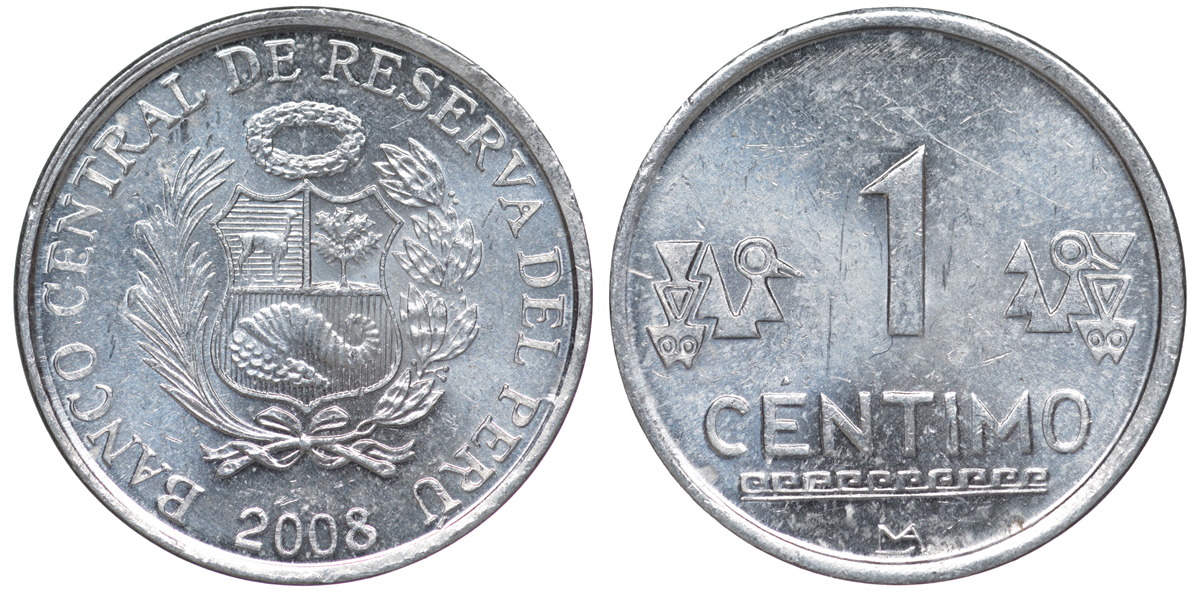 Перу 1 сентимо 2008 LIMA KM 303.4a алюминий aUNC 4189-1024