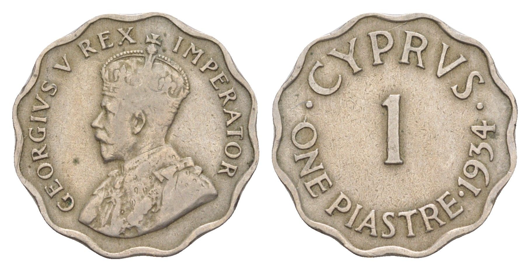 Кипр 1 пиастр 1934 KM 21 медно-никель 4637-246