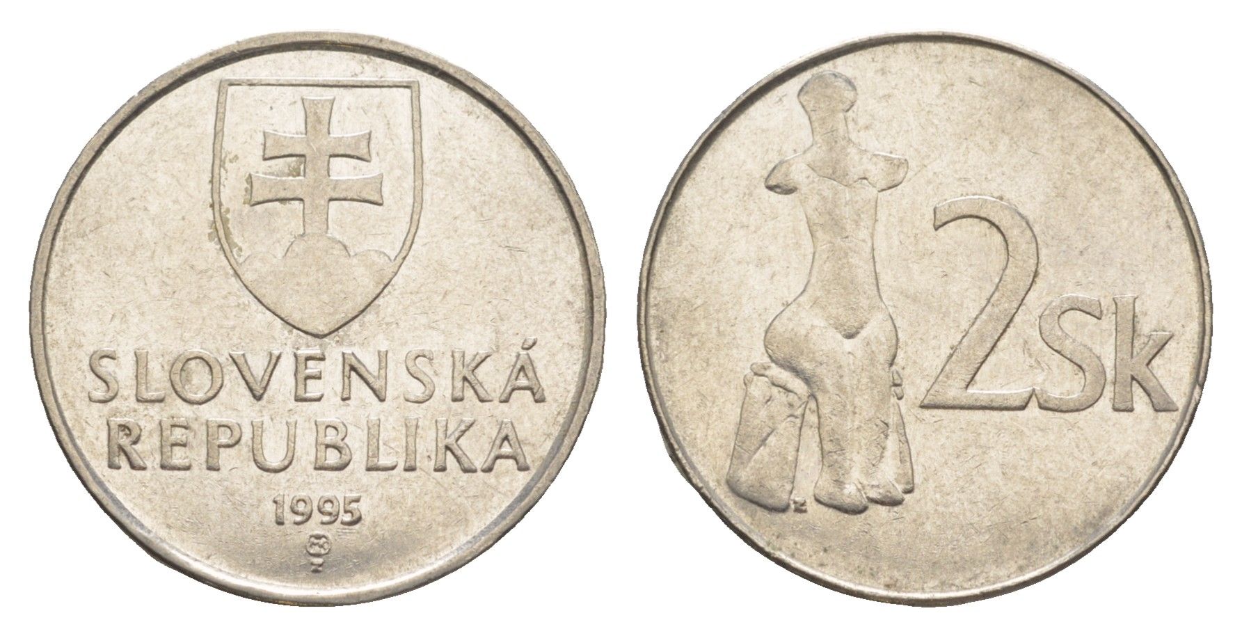 Словакия 2 кроны 1995 MK KM 13 сталь плакированная никелем 4638-235