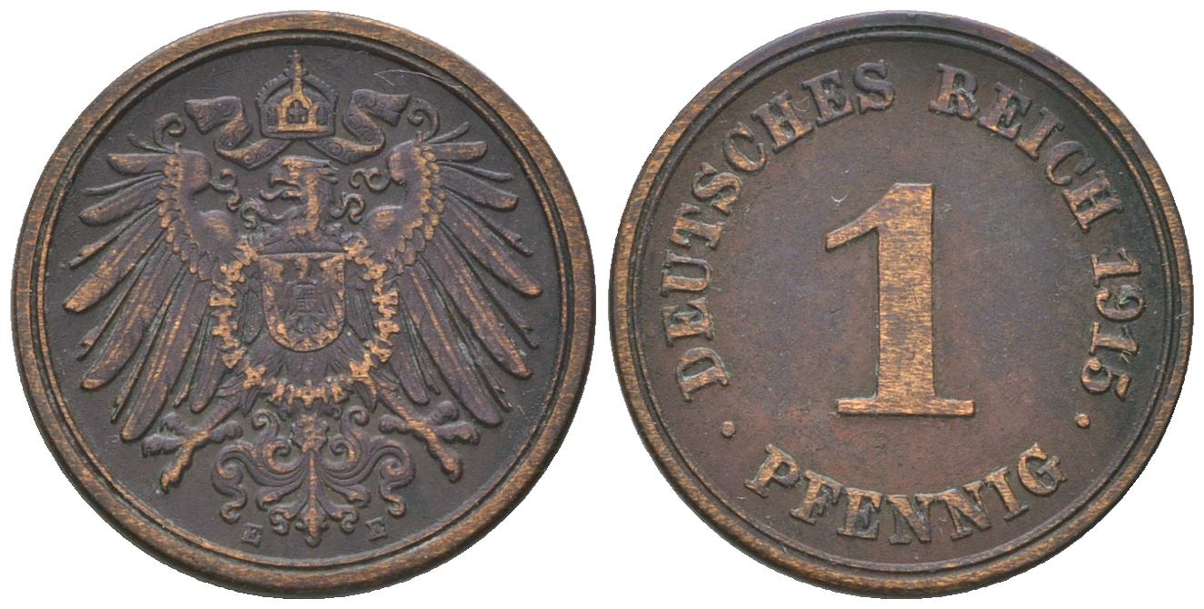 Германия 1 пфенниг 1915 Е KM 10, J. 10 медь 4385-626