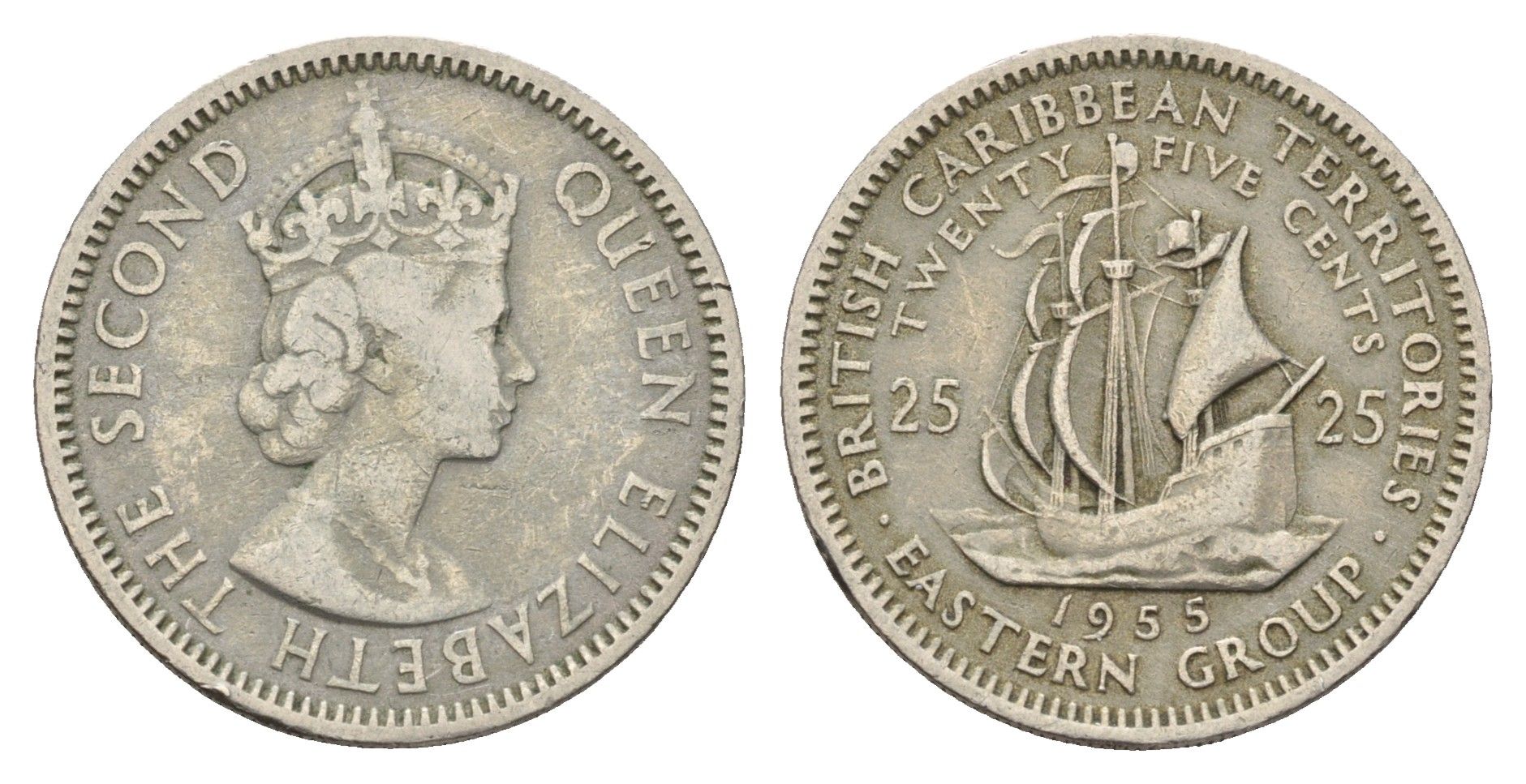 Восточные Карибы 25 центов 1955 KM 6 медно-никель 4678-1041