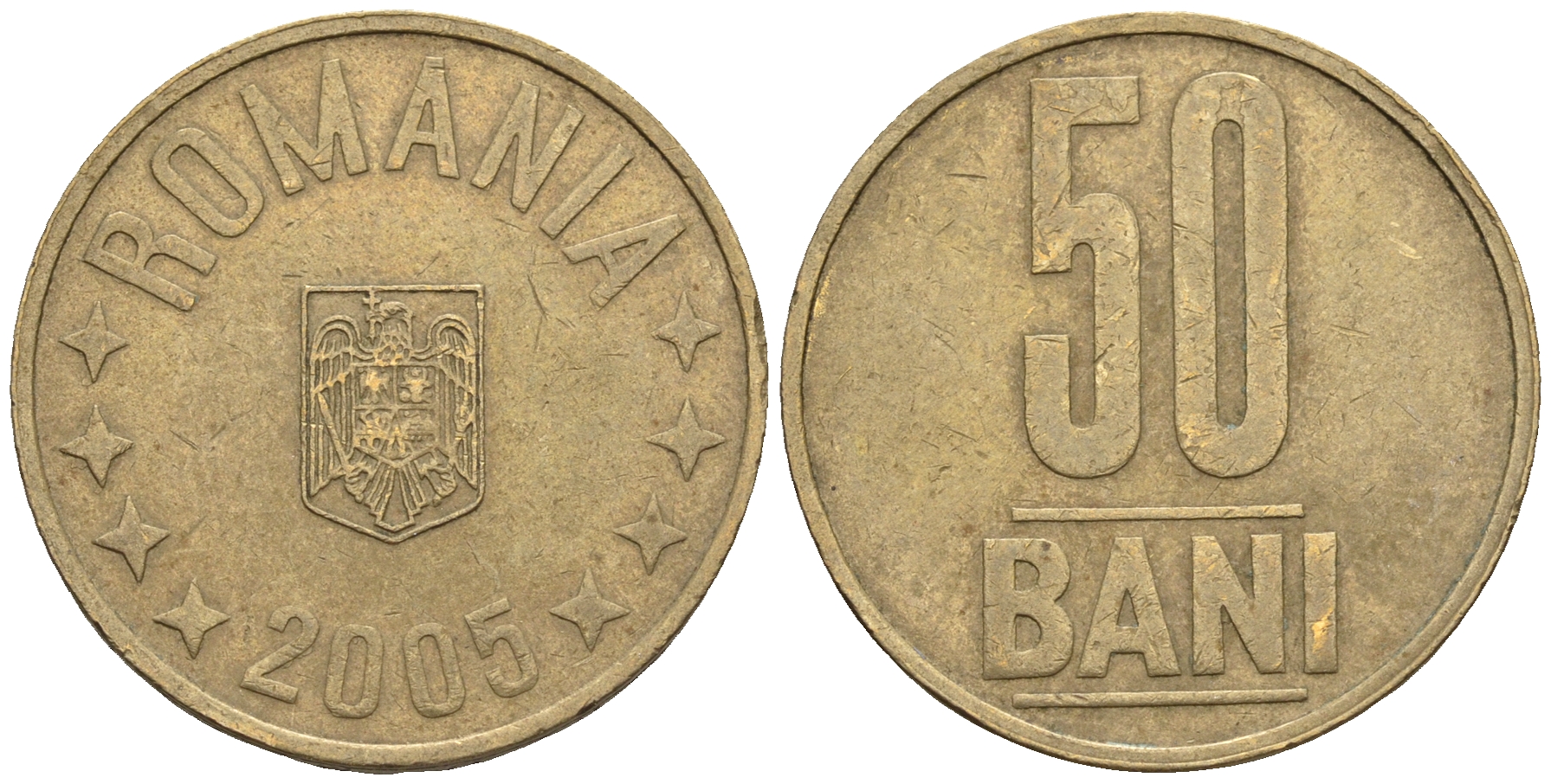 Румыния 50 бани 2005 KM 192 латунь 85-354