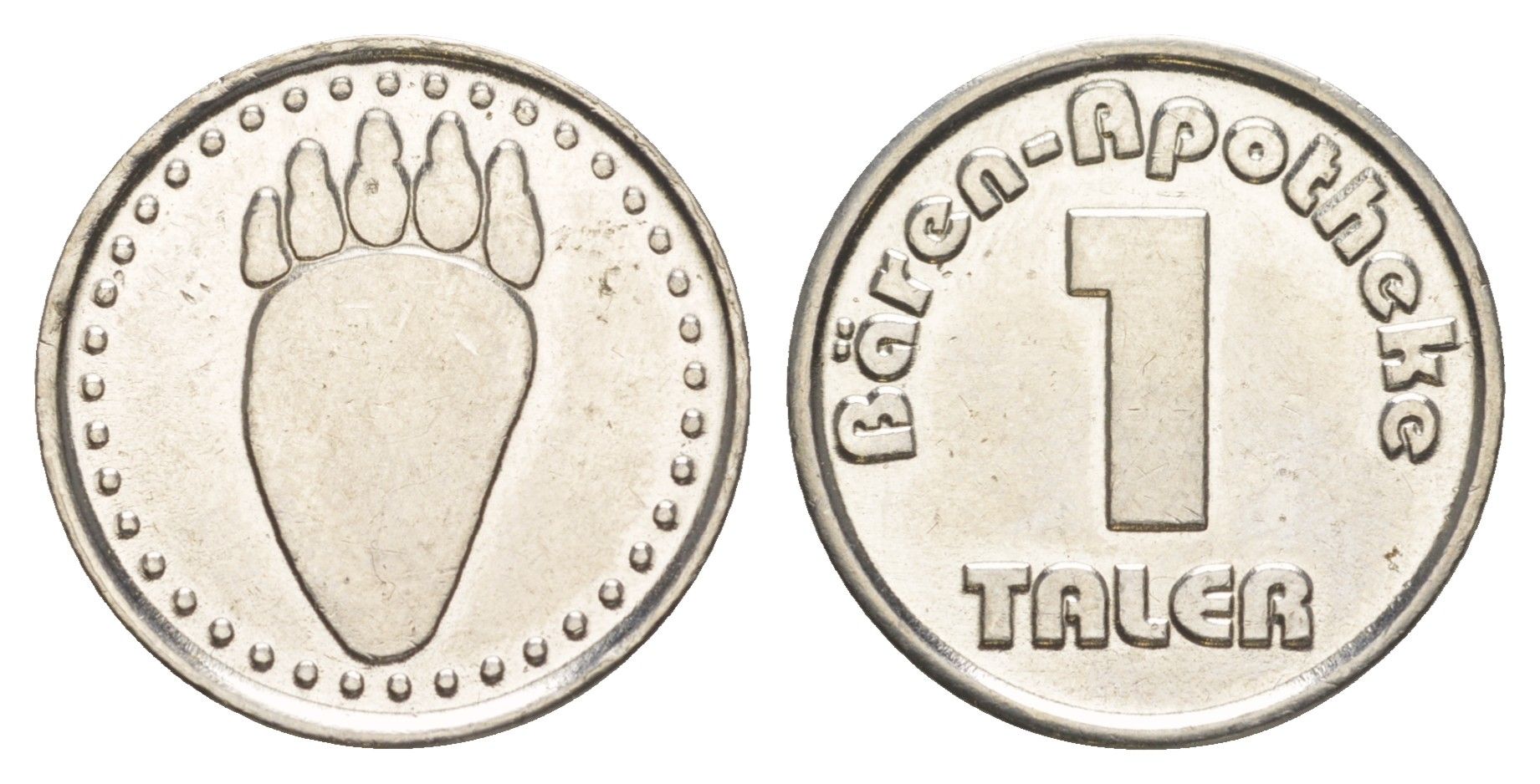 Германия аптечный жетон в 1 талер - B?ren Apotheke ND диаметр 23 мм, вес 8 гр никель сталь 4171-713