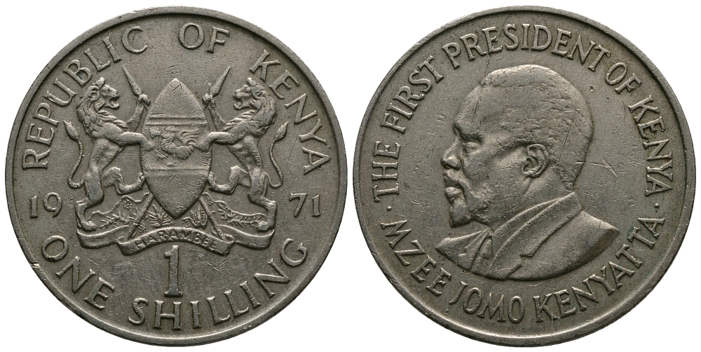 Кения 1 шиллинг 1971 Джомо Кениата KM 14 медно-никель 47-132