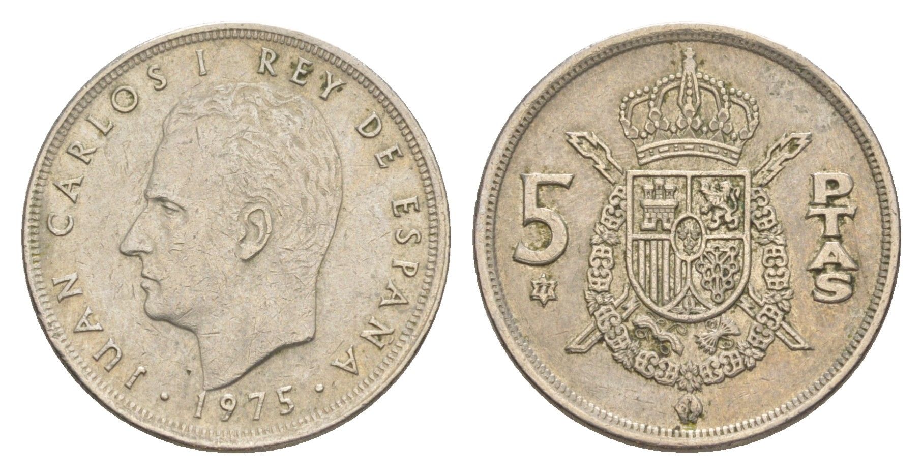 Испания 5 песет 1975 (77) Хуан Карлос I (1975-2014) KM 807 медно-никель 4650-115