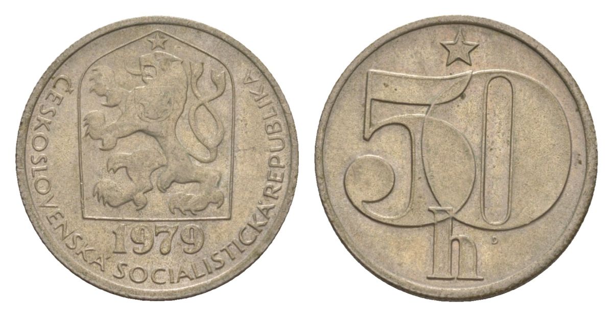 Чехословакия 50 геллеров 1979 KM 89 медно-никель 4632-456
