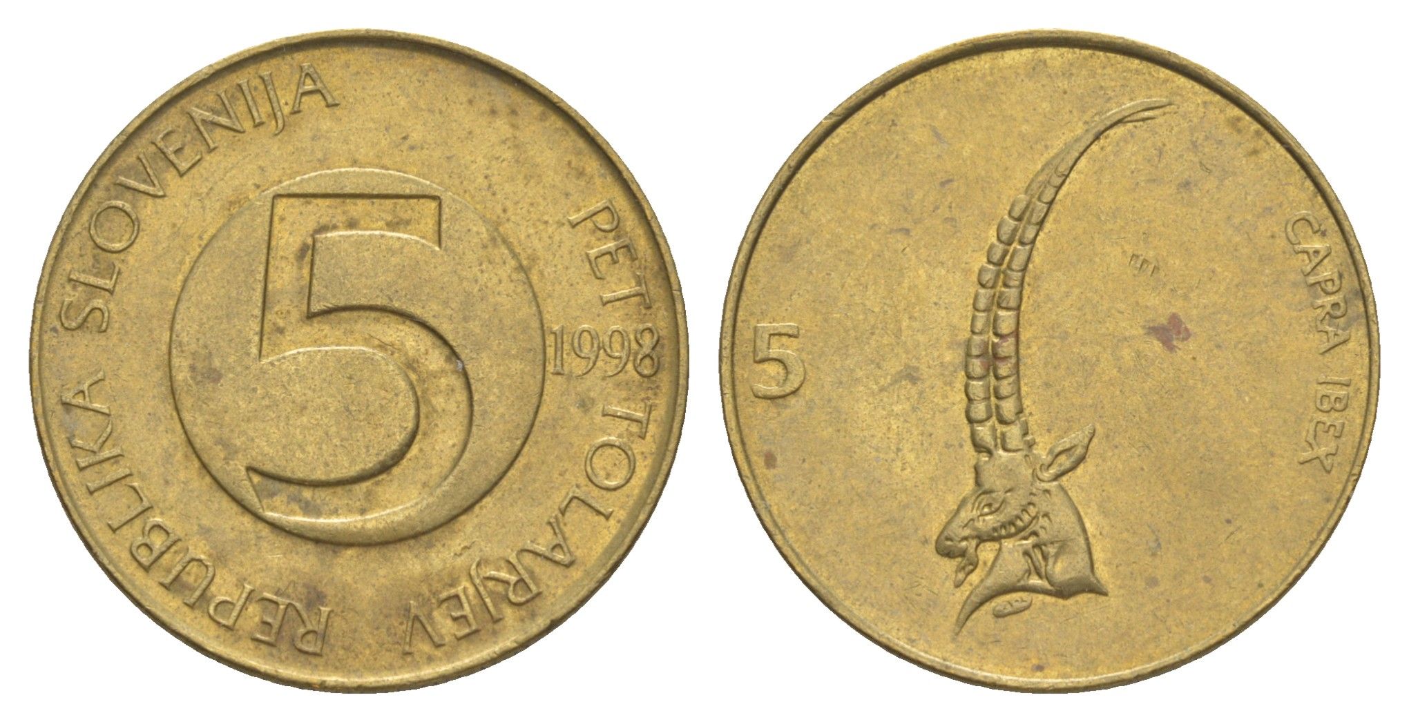 Словения 5 толаров 1998 KM 6 латунь 4571-317