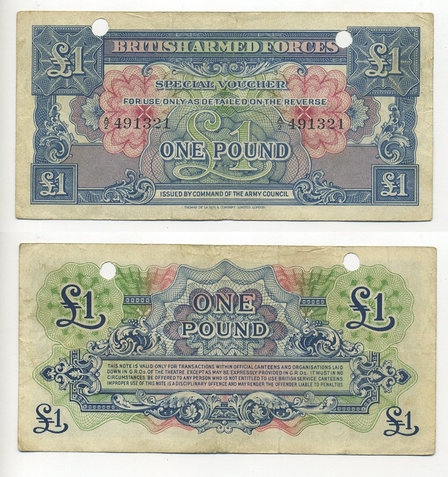 Великобритания 1 фунт 1946 для вооруженных сил Pick M15 бумага 6301-23-3