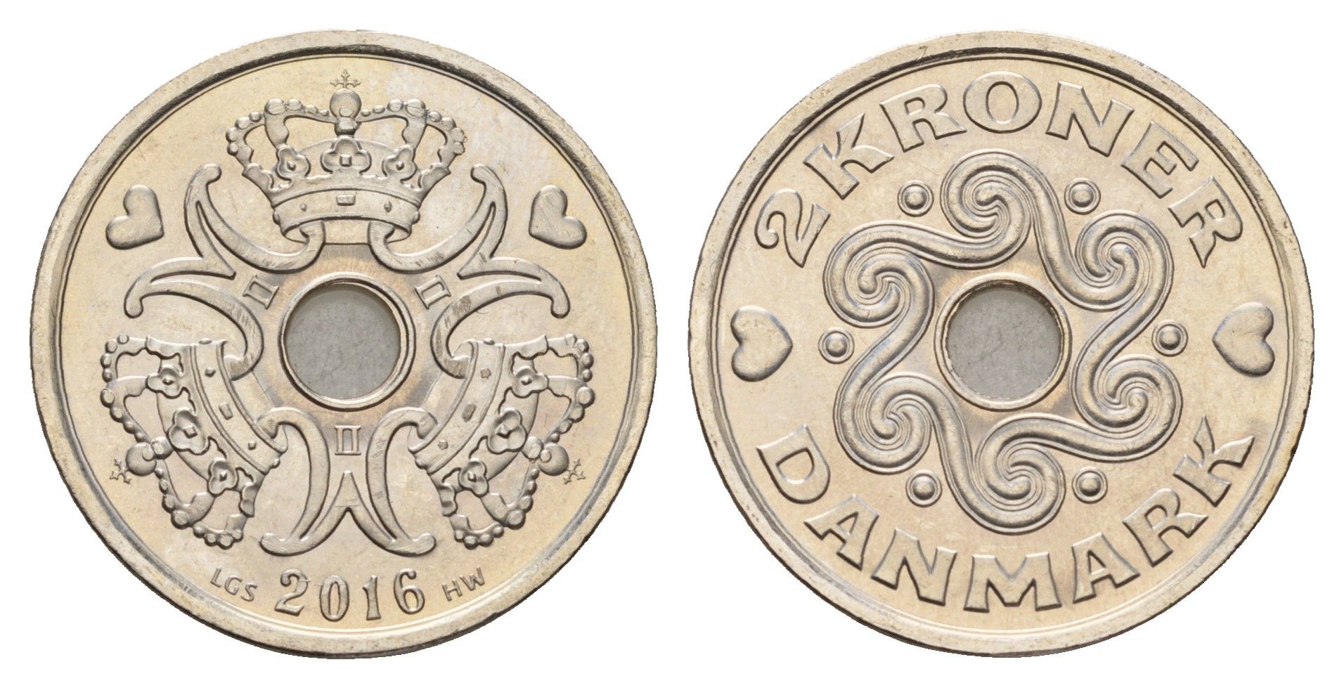 Дания 2 кроны 2016 Маргрете II (1972-2024) KM 874 медно-никель UNC 175-141