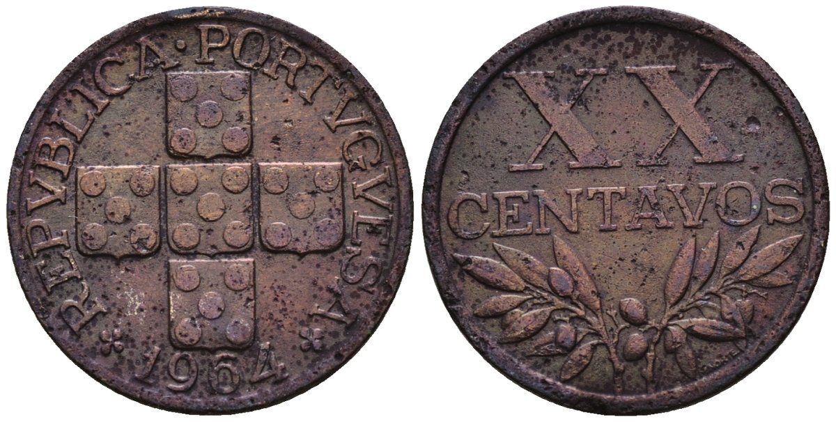 Португалия 20 сентаво 1964 KM 584 бронза 4147-565