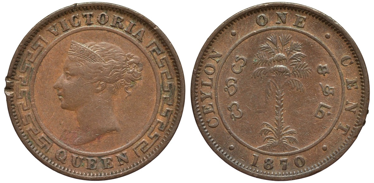 ЦЕЙЛОН 1 ЦЕНТ 1914 ГЕОРГ V KM 107 медь 4556-352