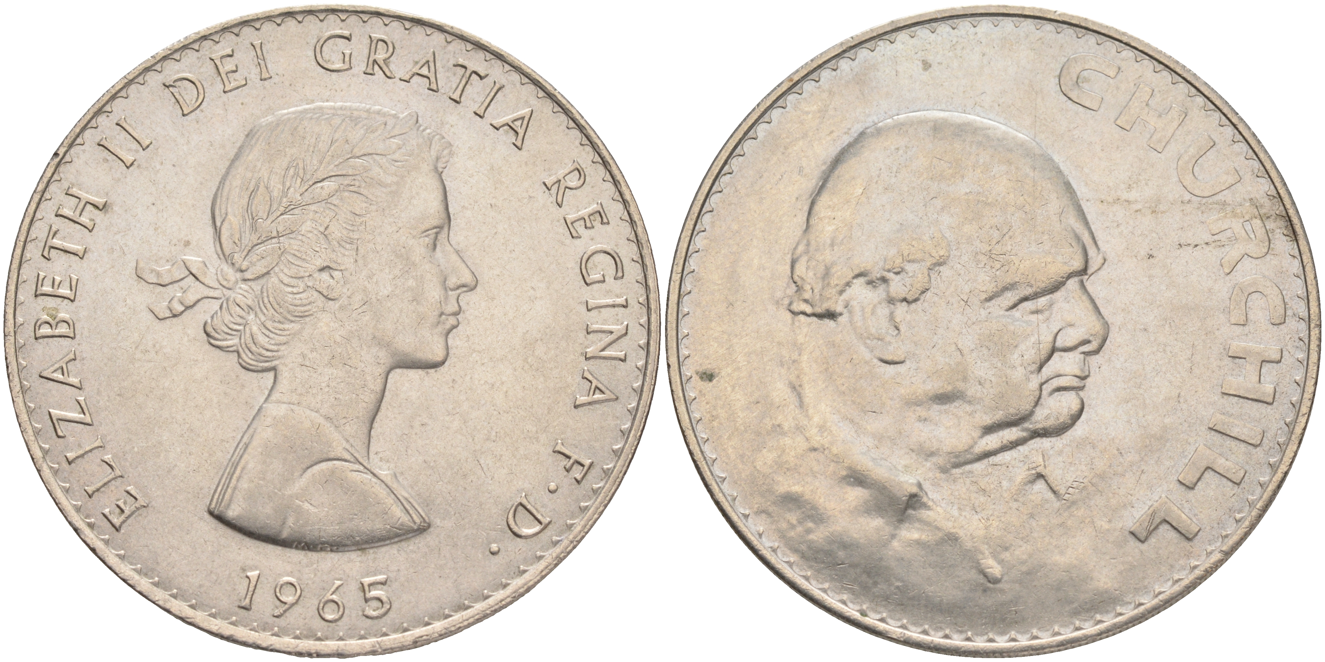 Великобритания 1 крона (5 шиллингов) 1965 Уинстон Черчилль, Елизавета II (1952-2022) KM 910, Spink 4144 медно-никель UNC 4552-823