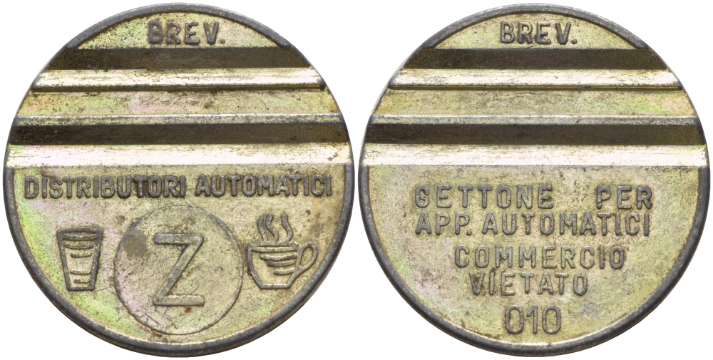 ИТАЛИЯ ЖЕТОН КОФЕЙНЫЙ ND BREV. DISTRIBUTORI AUTOMATICI белый металл 32-114