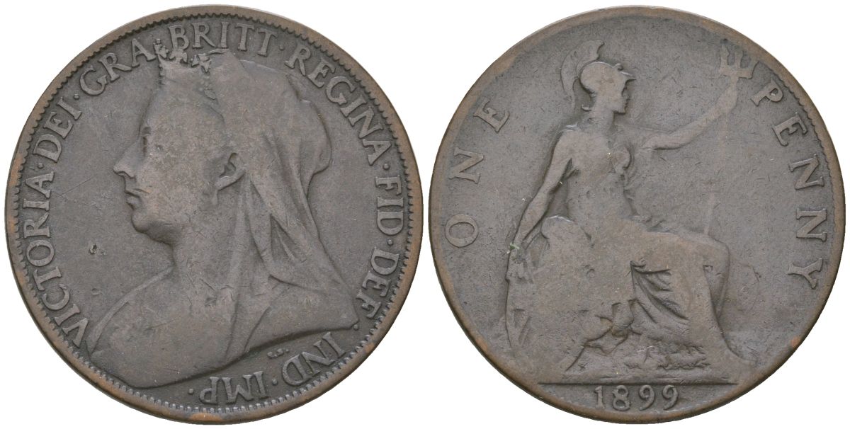 Великобритания 1 пенни 1899 Виктория (1837-1901) KM 790, Spink 3961 бронза    4590-1032