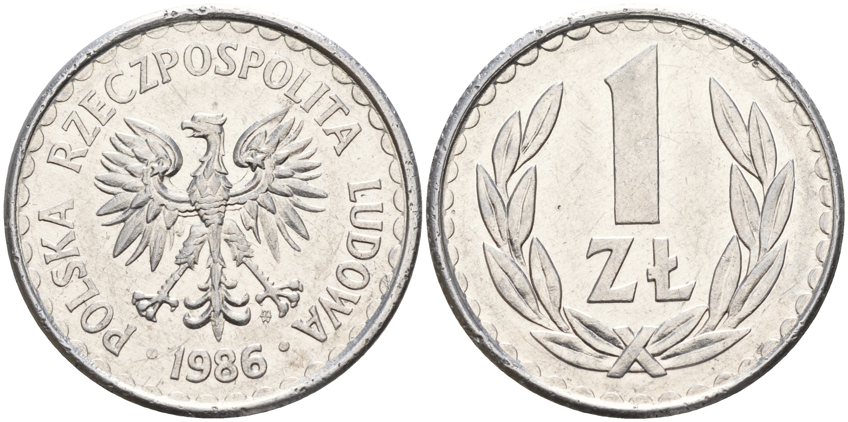 Польша 1 злотый 1986 MW KM 49.2 алюминий    4161-217