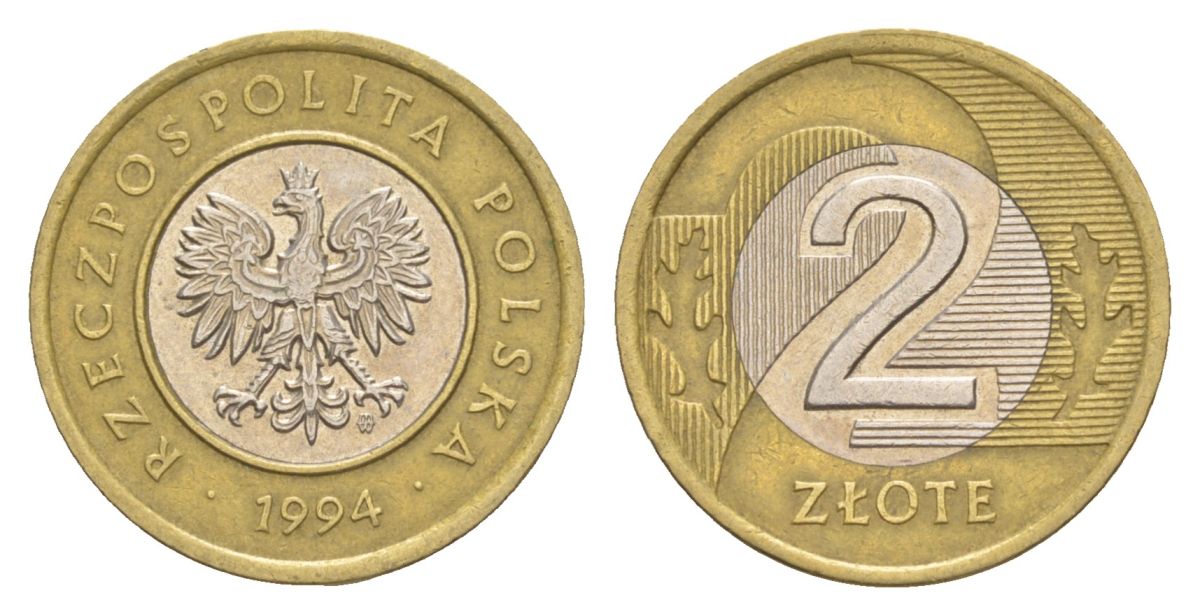 Польша 2 злотых 1994 Y 283 биметалл 4633-111