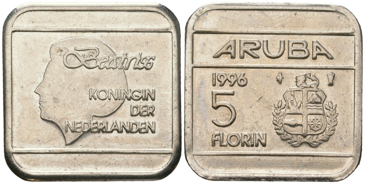Аруба 5 флоринов 1996 Беатрикс (1980-2013) KM 12 сталь плакированная никелем 4619-416
