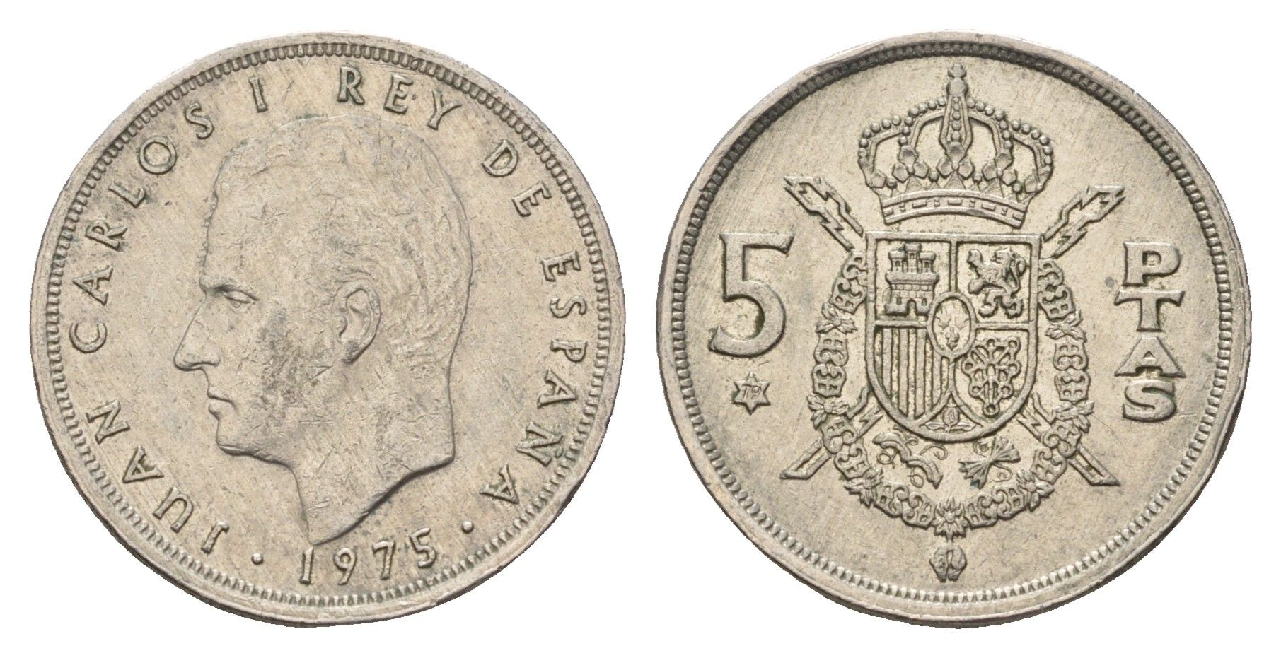Испания 5 песет 1975 (79) M, Хуан Карлос I (1975-2014) KM 807 медно-никель 4633-312