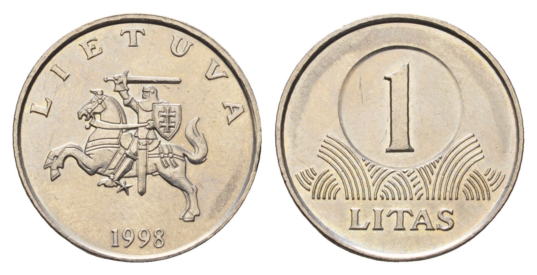 Литва 1 лит 1998 KM 111 медно-никель UNC 4686-1244
