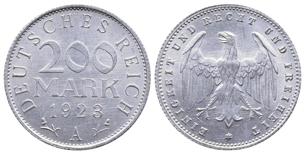 ГЕРМАНИЯ 200 МАРОК 1923 A KM 35, J. 304 алюминий 4380-511