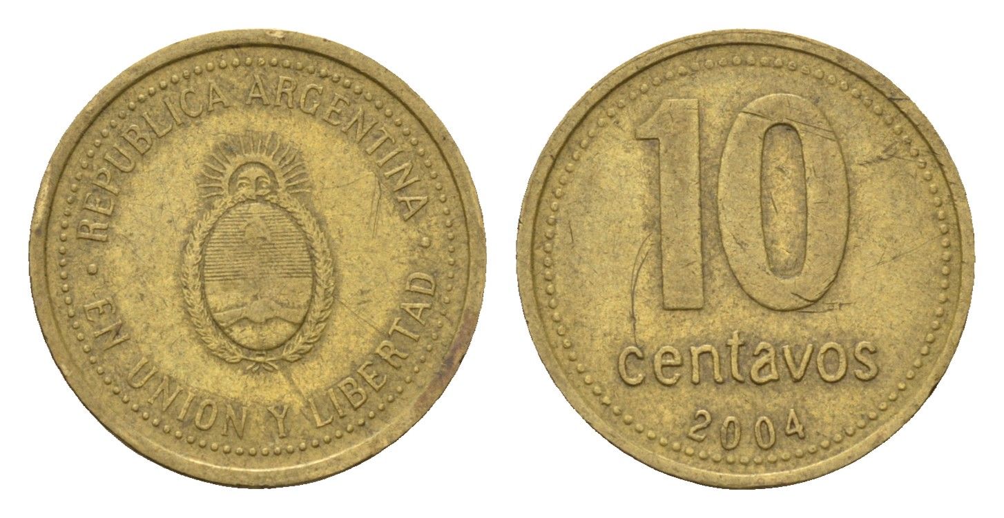 Аргентина 10 сентаво 2004 KM 107 алюминиевая бронза 4702-528
