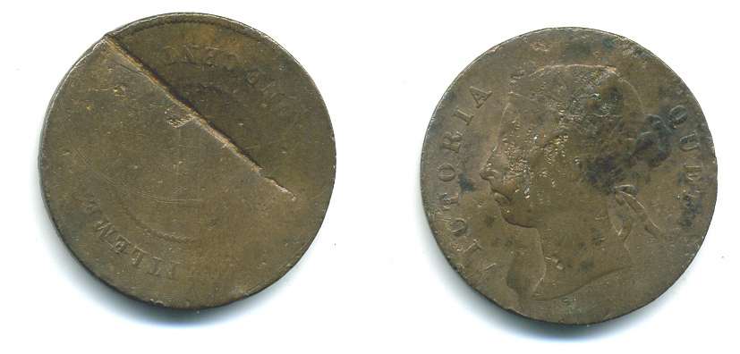 Стрейтс-Сетлментс 1 цент ND Виктория (1837-1901) KM 9 медь 4383-813