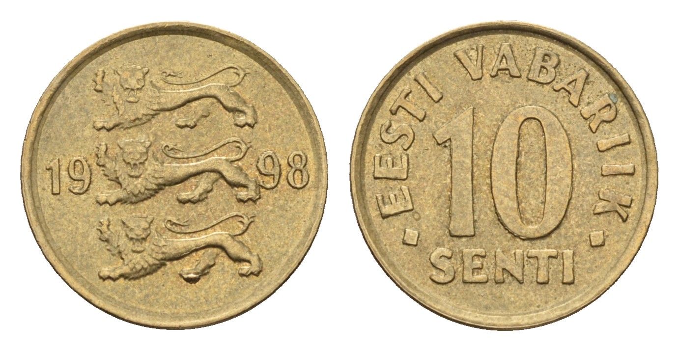 Эстония 10 сентов 1998 KM 22 латунь 4689-648