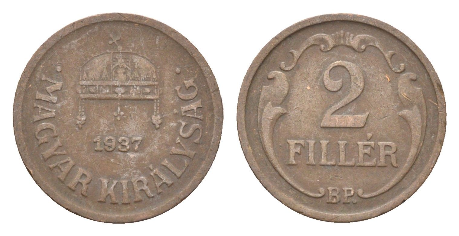 Венгрия 2 филлера 1937 BP KM 506 бронза 4665-453