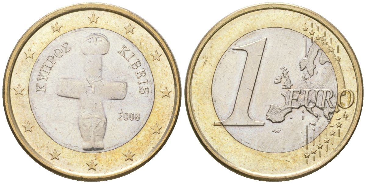 Кипр  1 евро 2008  KM 84 биметалл    4142-214