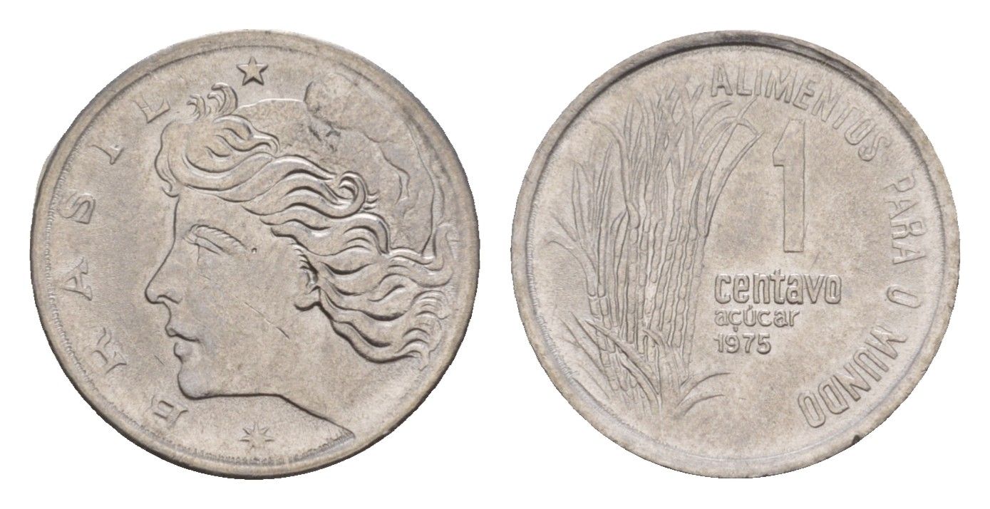 Бразилия 1 сентаво 1975 ФАО - Сахарный тростник KM 585 нержавеющая сталь UNC 4655-1054