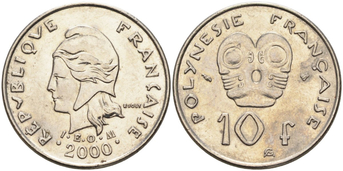 Французская Полинезия 10 франков 2000 KM 8 никель 4126-1126