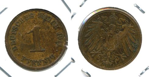 ГЕРМАНИЯ 1 ПФЕННИГ 1911 J KM 10, J. 10 медь 701-342