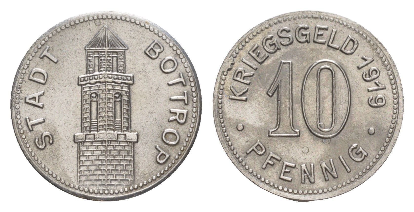 Боттроп 10 пфеннигов 1919 Funck 54.5, Men05 3327.1, Men18 4247.1 железо UNC 4511-154