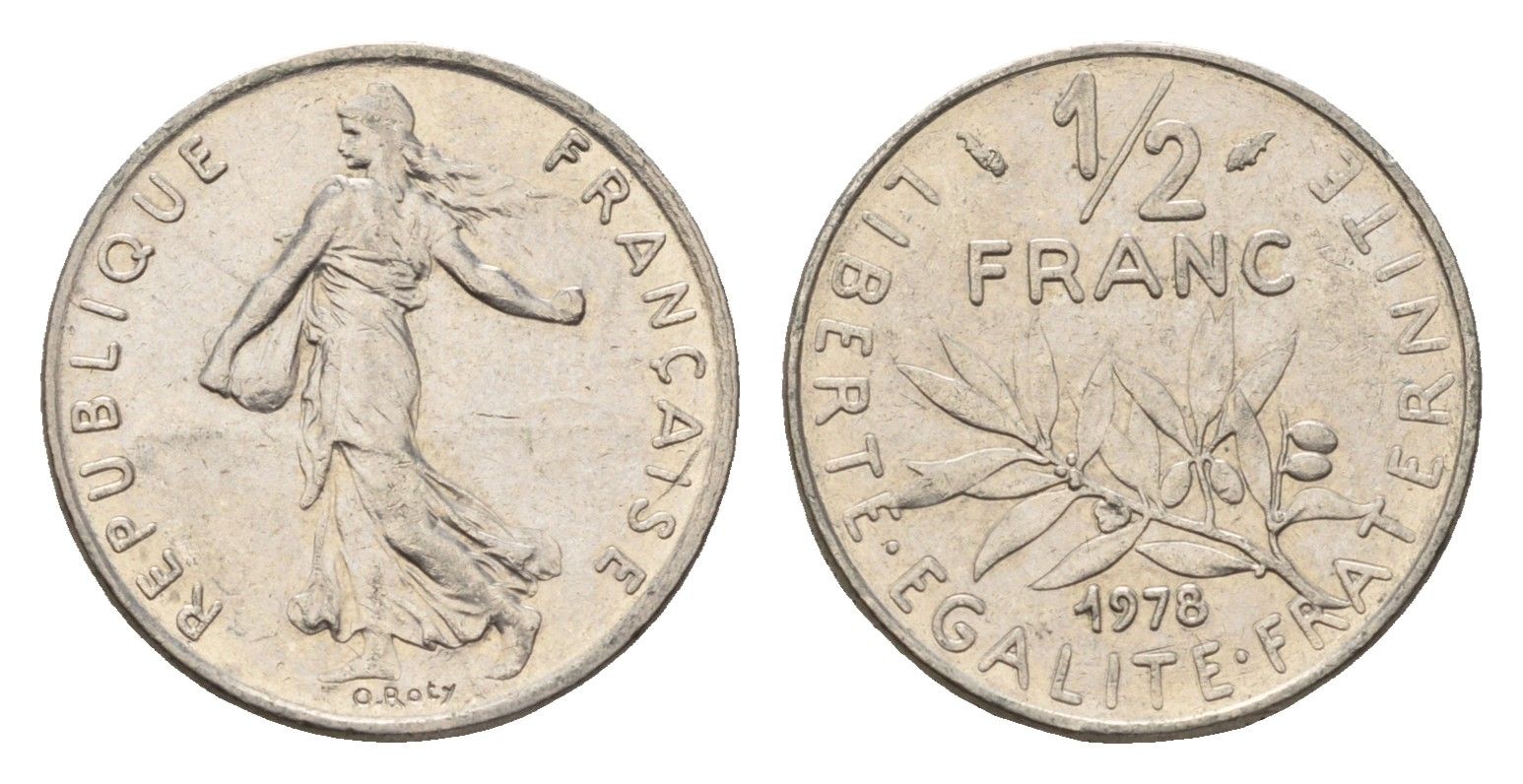 Франция 1/2 франка 1978 сеятель KM 931.1 никель 4674-626