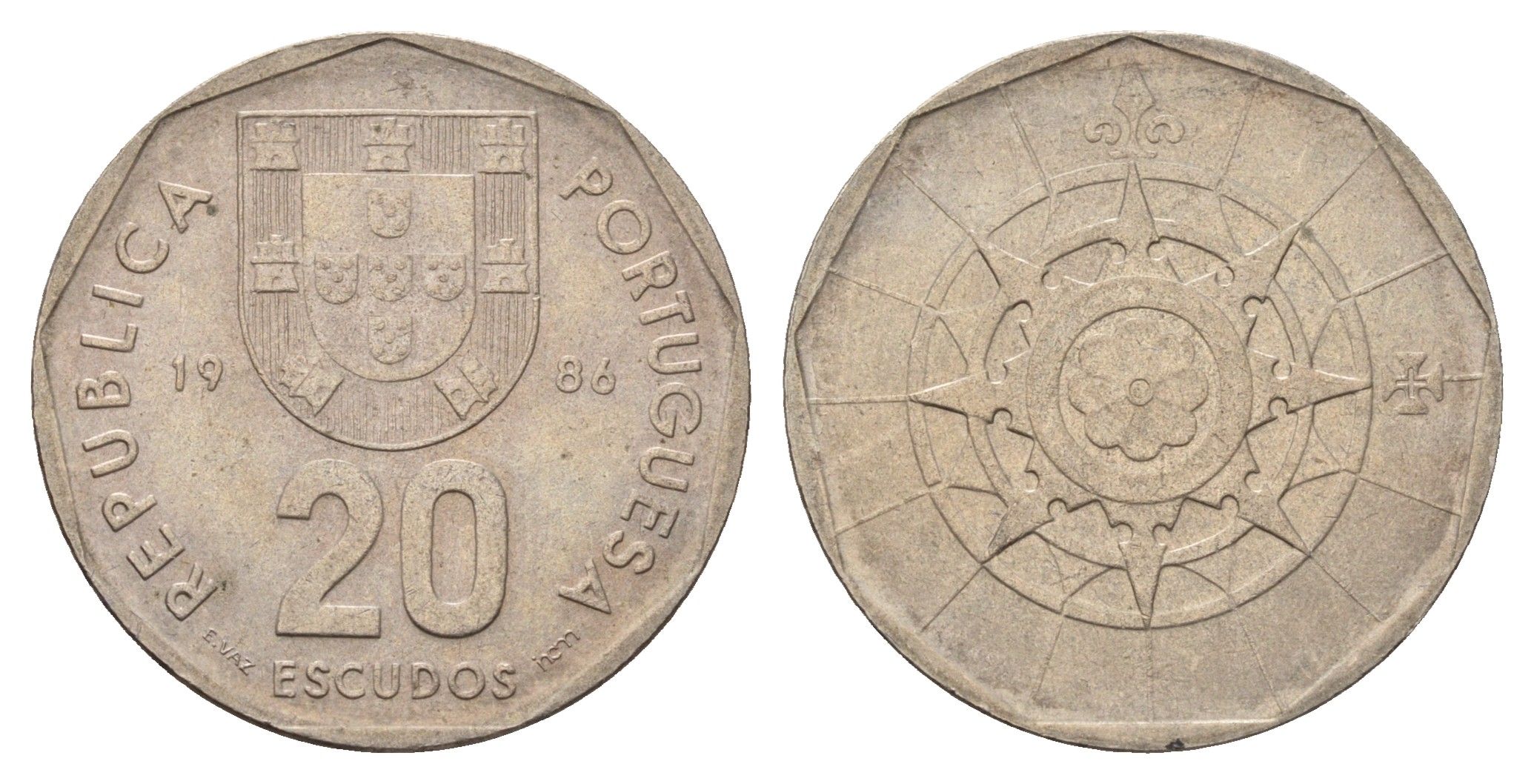 Португалия 20 эскудо 1986 KM 634 медно-никель 4675-336