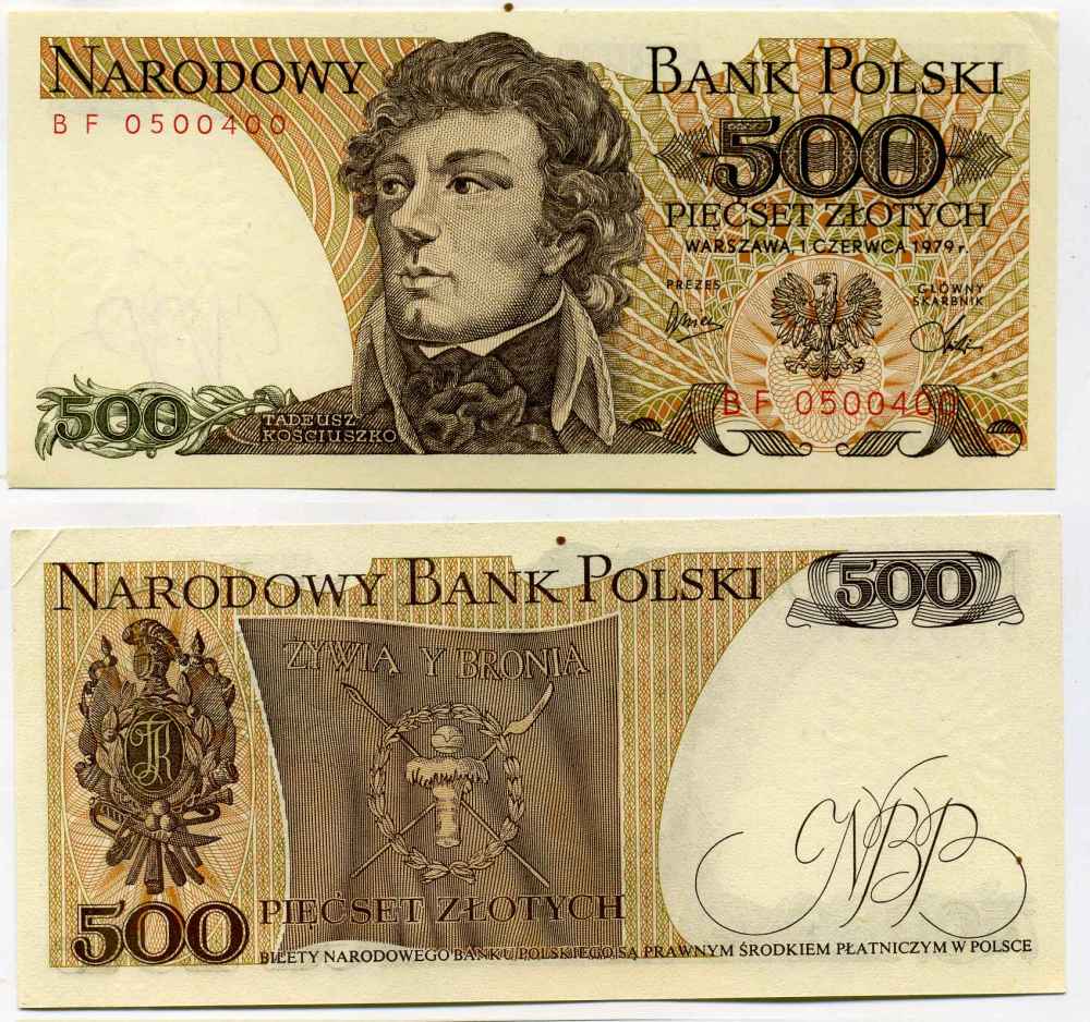 Польша 500 злотых 1982 Тадеуш Костюшко Pick 145 d бумага aUNC 8588-2-3-2