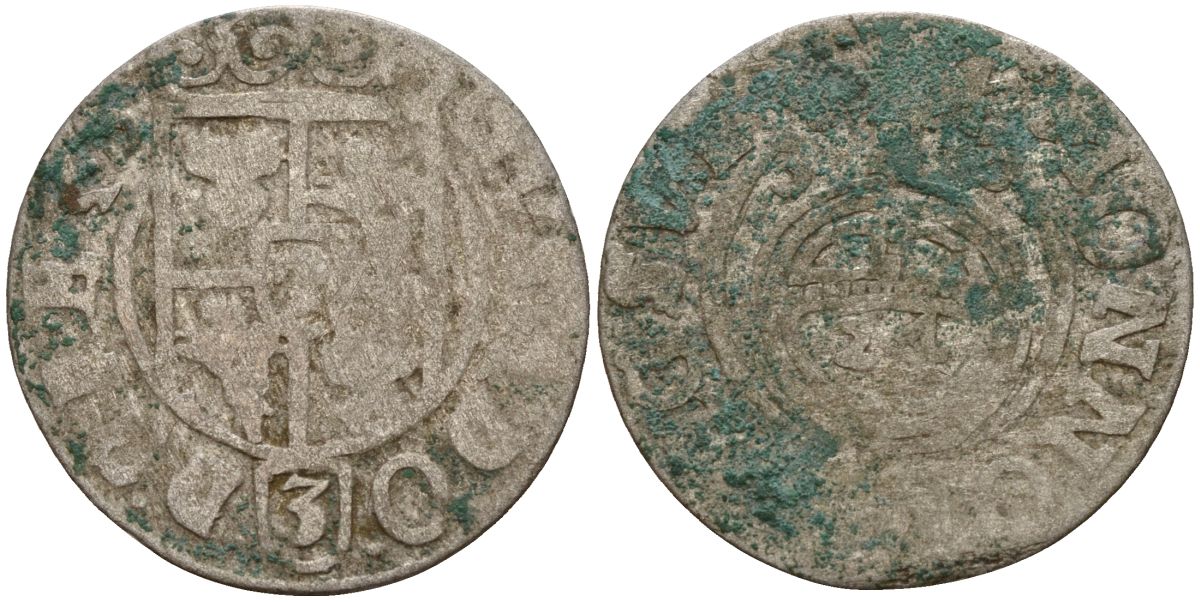 Польша 3 полкера (3 полторака - 1 крейцер) ND (1620-1627) Сигизмунд III Ваза (1587-1632) KM 41 серебро 4158-1067