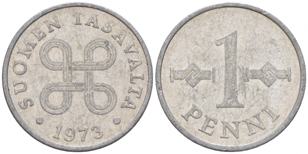 ФИНЛЯНДИЯ 1 ПЕННИ 1973 КМ 44a алюминий 3309-262