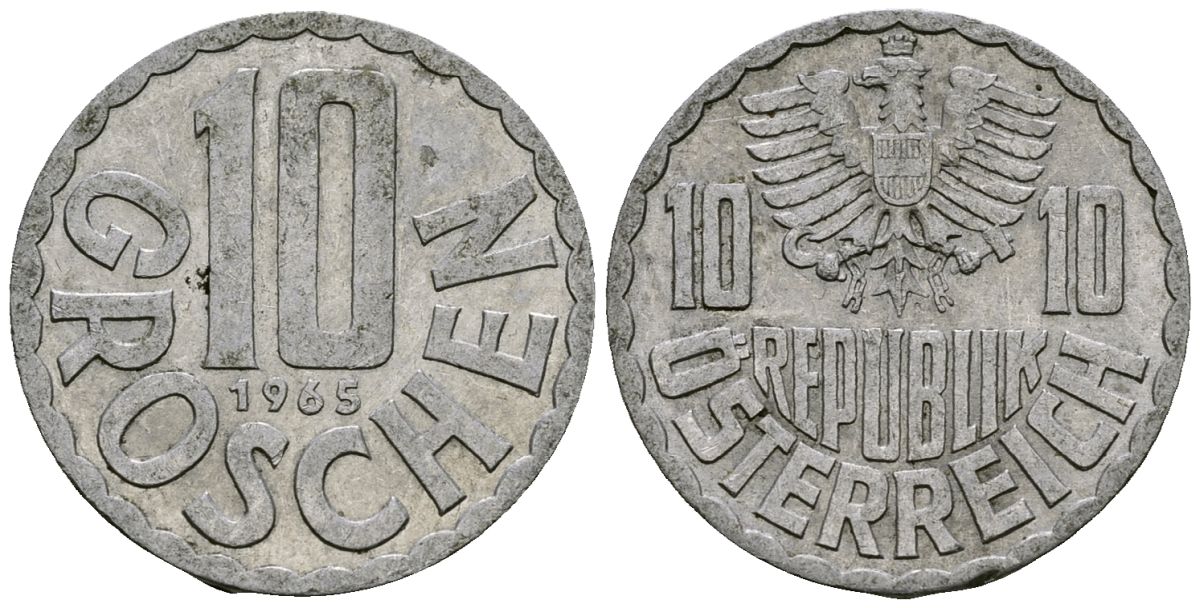 Австрия 10 грошей 1965 KM 2878 алюминий 4167-236