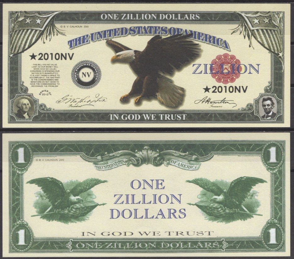 США 1000000000000000 (зиллион) долларов 2010 бумага UNC (пресс) 7197-20-1