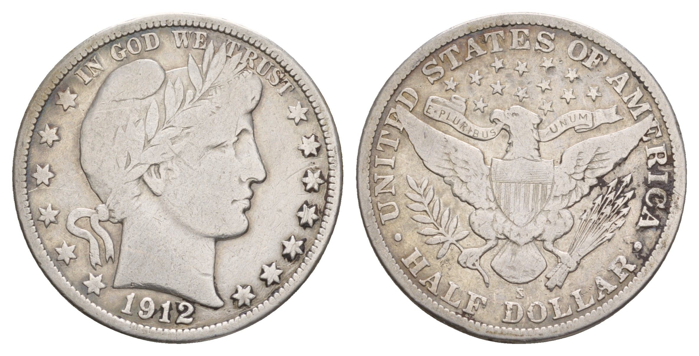 США 1/2 доллара (50 центов) 1912 S, 50 центов Барбера KM 116 серебро    5010-1723