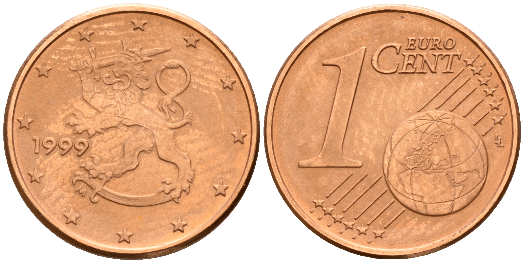 Финляндия 1 евроцент 1999  KM 98 сталь плакированная медью  UNC  4189-136