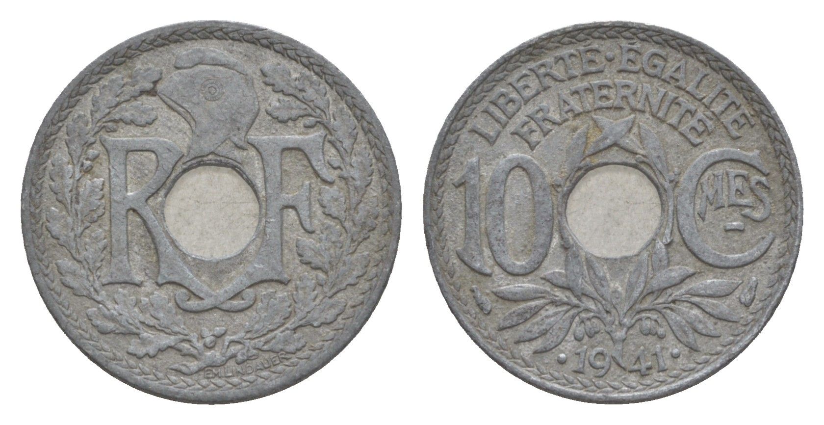 Франция 10 сантимов 1941 KM 895 цинк 4174-632