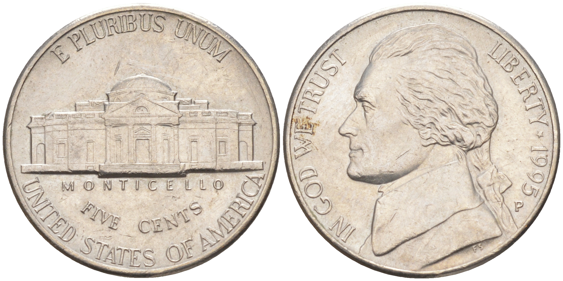 США 5 ЦЕНТОВ 1995 P, ДЖЕФФЕРСОН KM A192 медно-никель 4114-1116