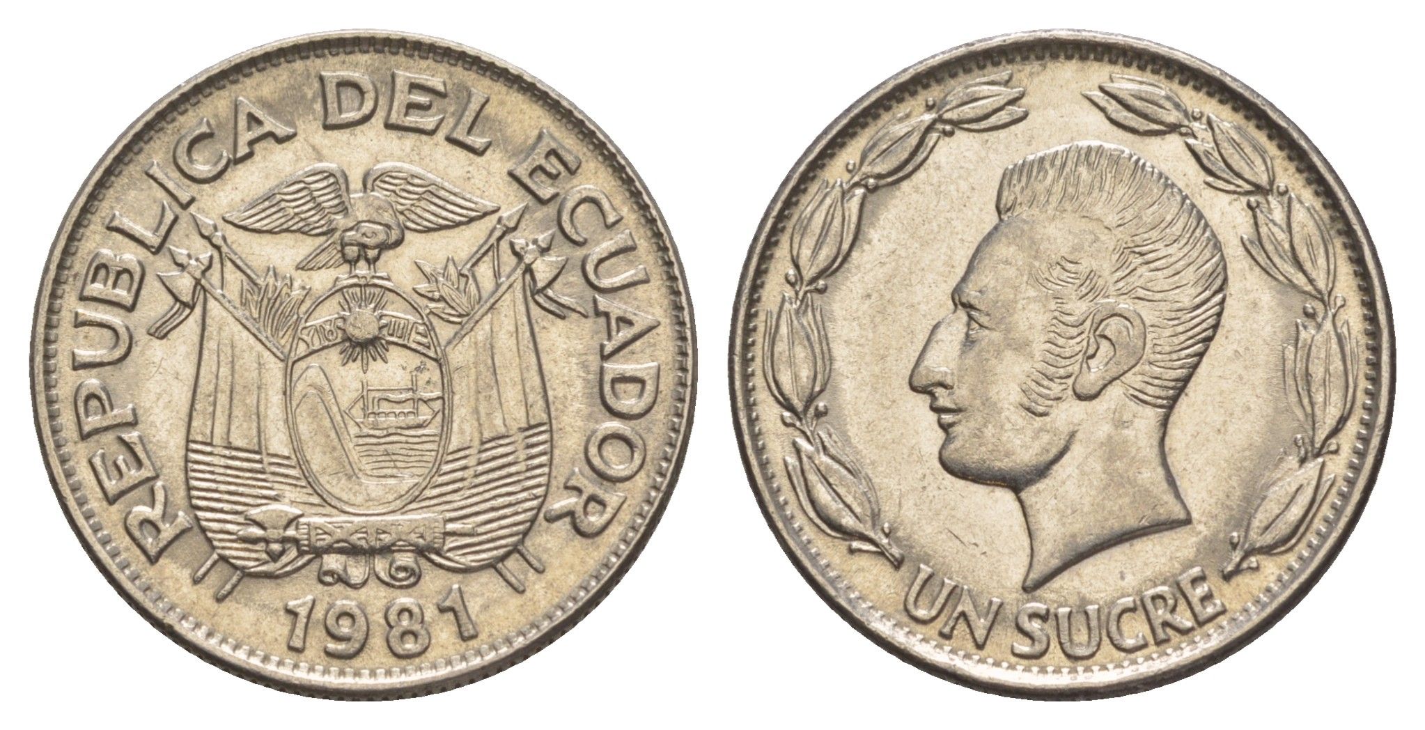 Эквадор 1 сукре 1981 KM 78b сталь плакированная никелем 4641-656
