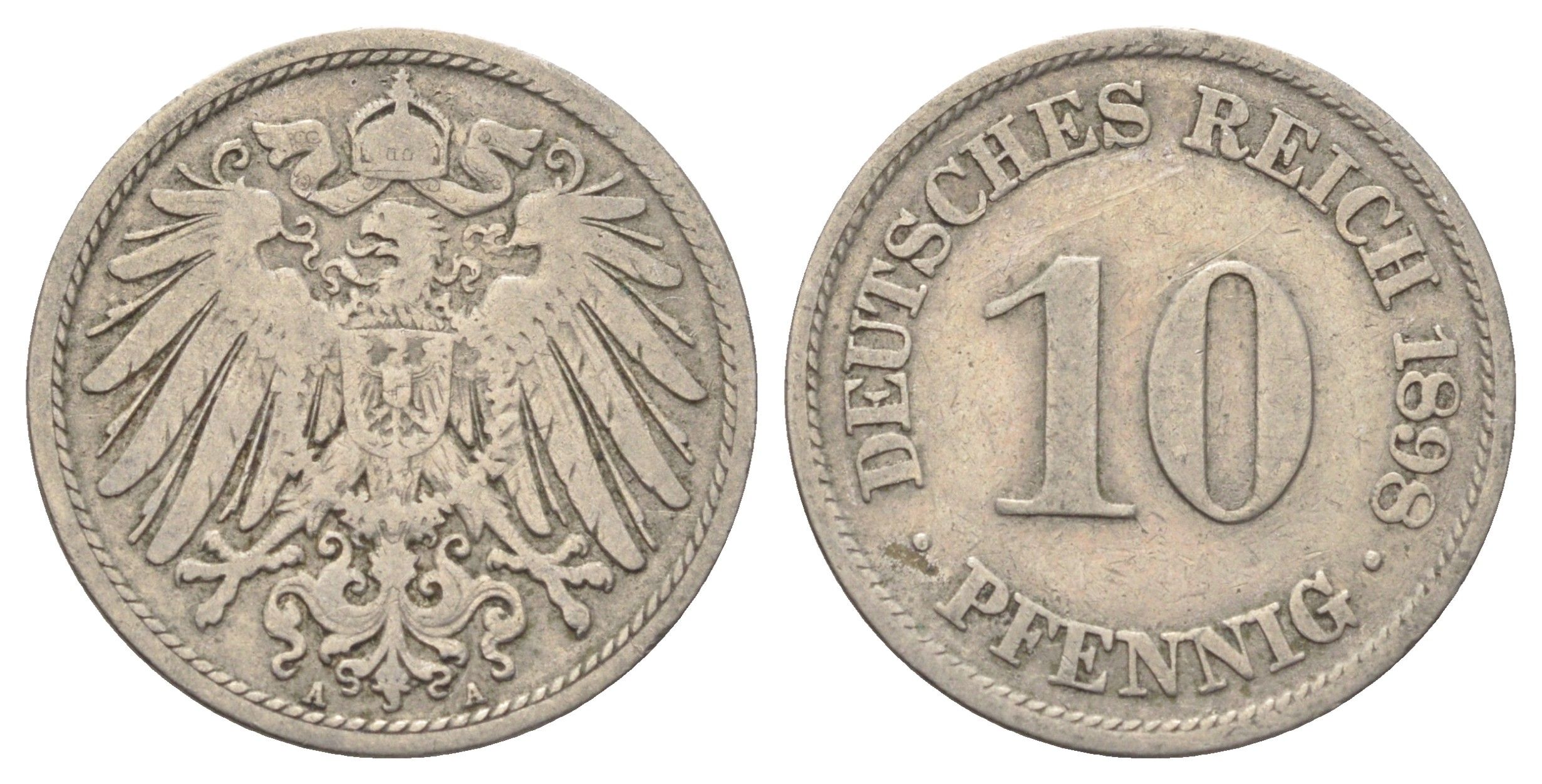 Германия 10 пфеннигов 1898 A KM 12, J. 13 медно-никель 4701-1067