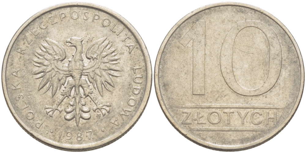 Польша 10 злотых 1987 MW KM 152.1, Parchimowicz 243d медно-никель 213-833