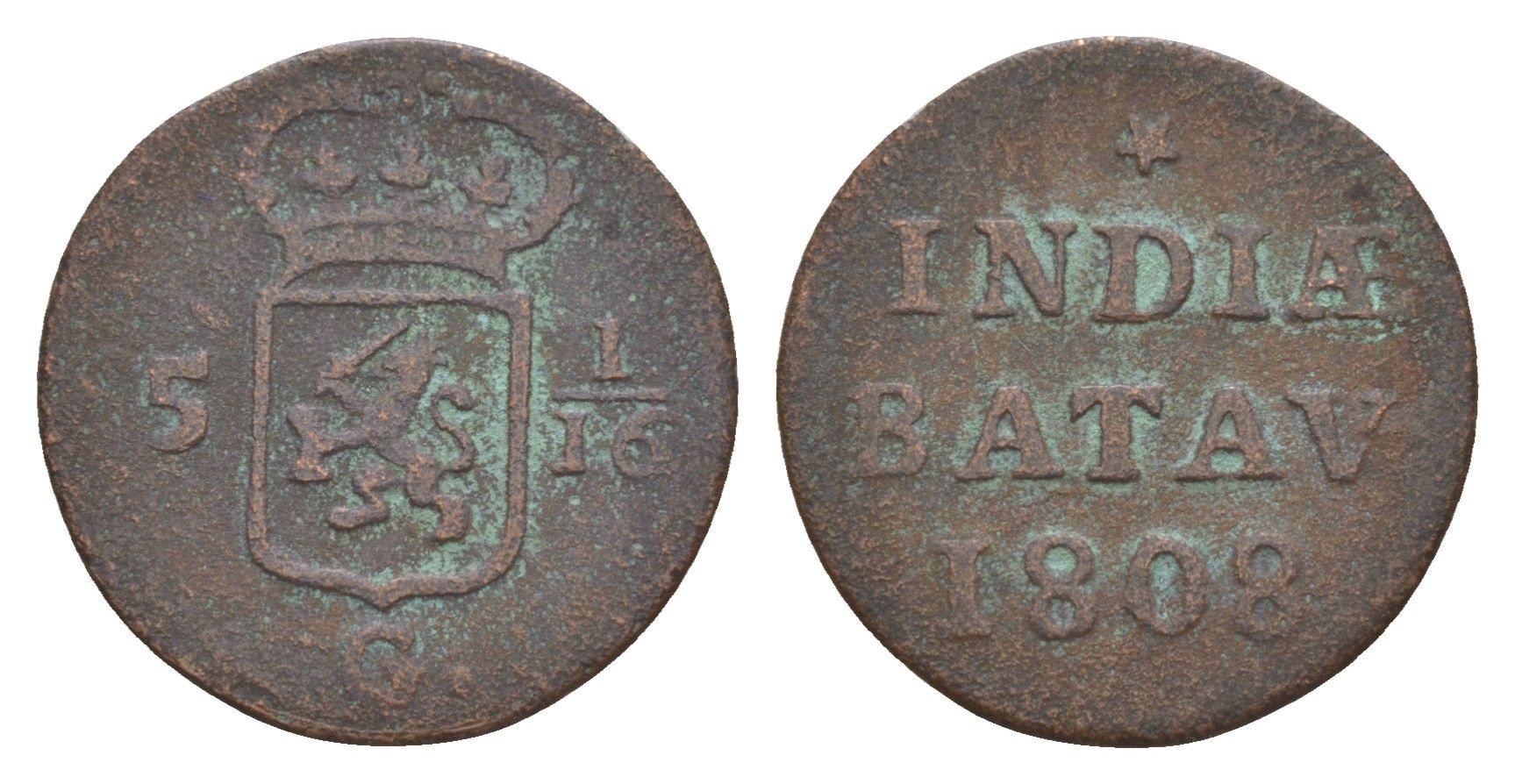 Голландская Ост-Индия (Нидерландская Восточная Индия) 1 дуит 1808 KM 76 медь 4659-163